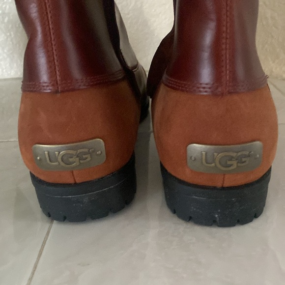 NWOT UGG tall cap toe cognac leather boots with shearling - Picture 6 of 11